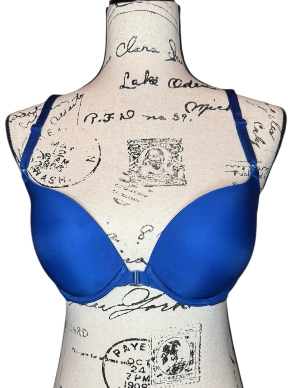 NWOT VICTORIA’S SECRET Cobalt Blue Push Up Pigeonnant Strappy Back Bra Size 34D